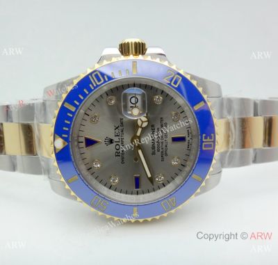 Rolex Submariner Two Tone Ceramic Bezel Gray Dial Watch Real Swiss 2836-2